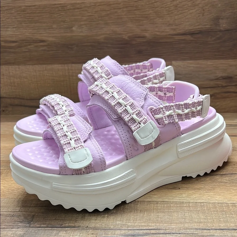Converse Purple and White Sandals with Quilted Design
